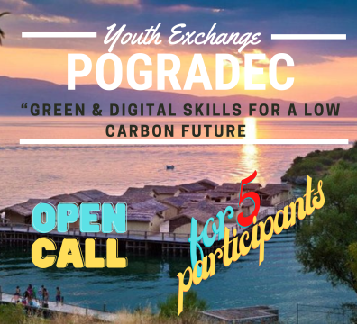 Open call for 5 participants for Youth Exchange “Green & Digital Skills for a low carbon future” in Pogradec, Albania