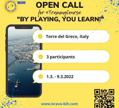 Open Call for 3 Participants from Bosnia and Herzegovina for Training Course “BY PLAYING YOU LEARN!”, Torre Del Greco, Italy