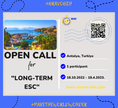 Open Call for 1 Participant for Long-term ESC in Antalya, Turkiye