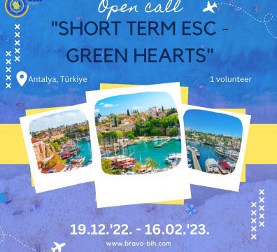 Urgent call for 1 volunteer for short-term ESC ”Green Hearts” in Antalya, Turkiye