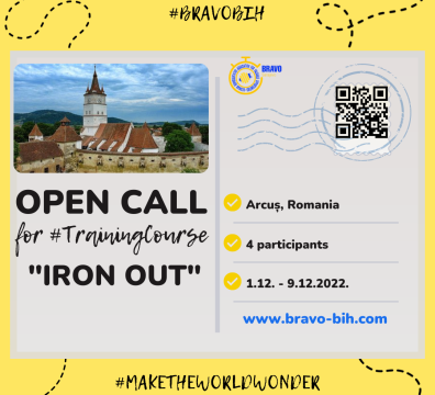 Open call for 4 participants for Training Course Iron Out in Arcuș, Romania￼