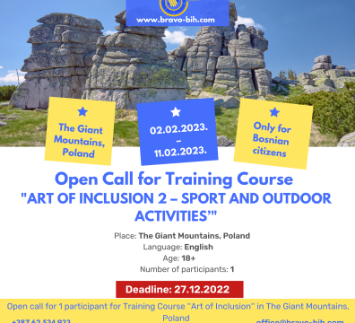  Open call for 1 participant for Training Course ”Art of Inclusion” in The Giant Mountains, Poland