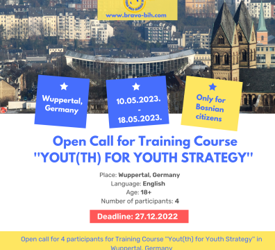 Open call for 4 participants for Training Course ”Yout(th) for Youth Strategy” in Wuppertal, Germany