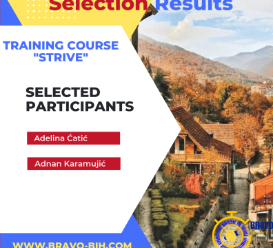  Selection results for Training Course „STRIVE“ in Dilijan, Armenia