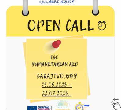 Open call for 10 volunteers from all over Europe for ESC HUMANITARIAN AID project: „H.A.N.D.“