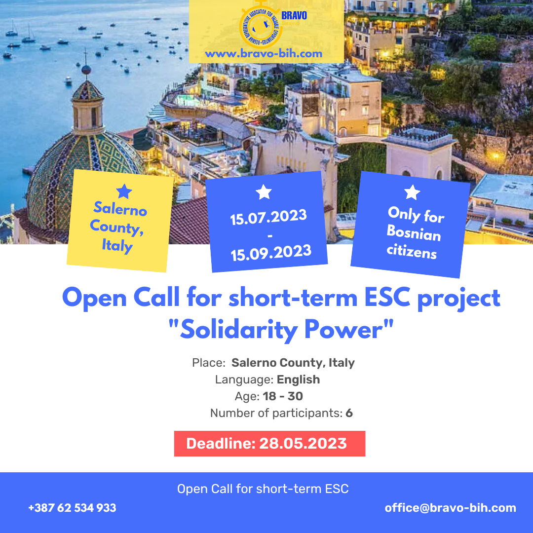 Open Call for 6 Volunteers for Short-term ESC ”Solidarity Power” in Italy