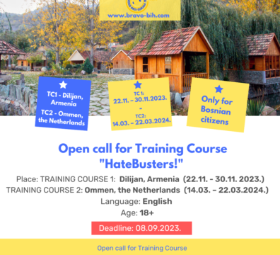 Open call for 2 participants for the Training Course ”HateBusters!” in Armenia and the Netherlands
