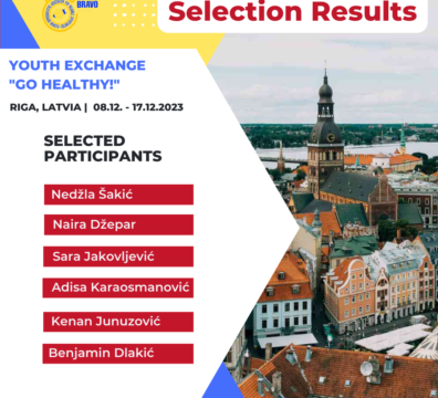 Selection results for Youth Exchange ”Go Healthy!” in Riga, Latvia