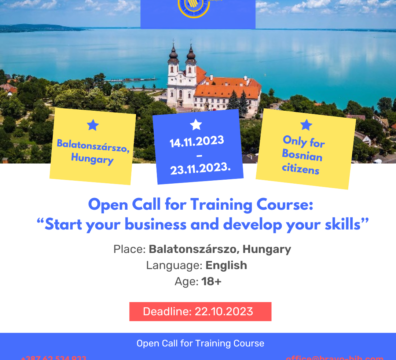 Open call for 4 participants for the Training Course “Start your business and develop your skills’’ in Hungary