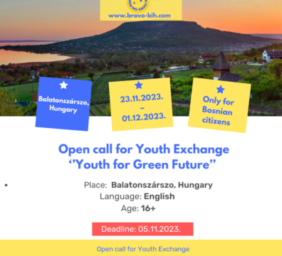 Open call for participants for Youth Exchange “Youth for Green Future” in  Balatonszárszo, Hungary