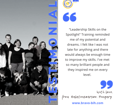 Testimonials – Training Course ”Leadership Skills on the Spotlight” in Balatonszárszo, Hungary