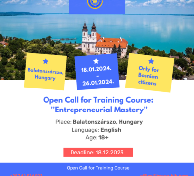 Open call for Training Course ”Entrepreneurial Mastery’’ in Hungary