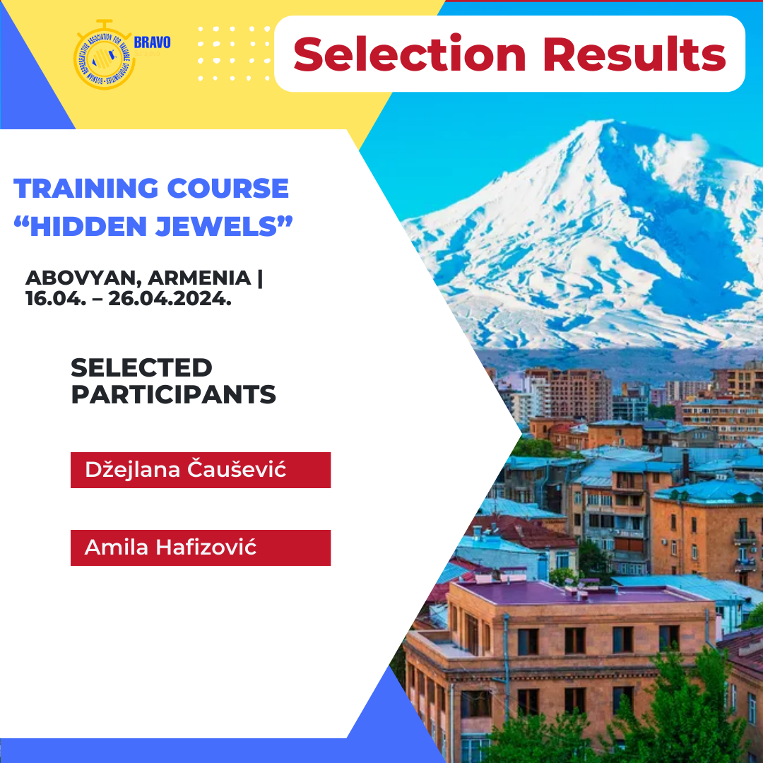 Selection Results for Training Course “Hidden Jewels” in Abovyan, Armenia