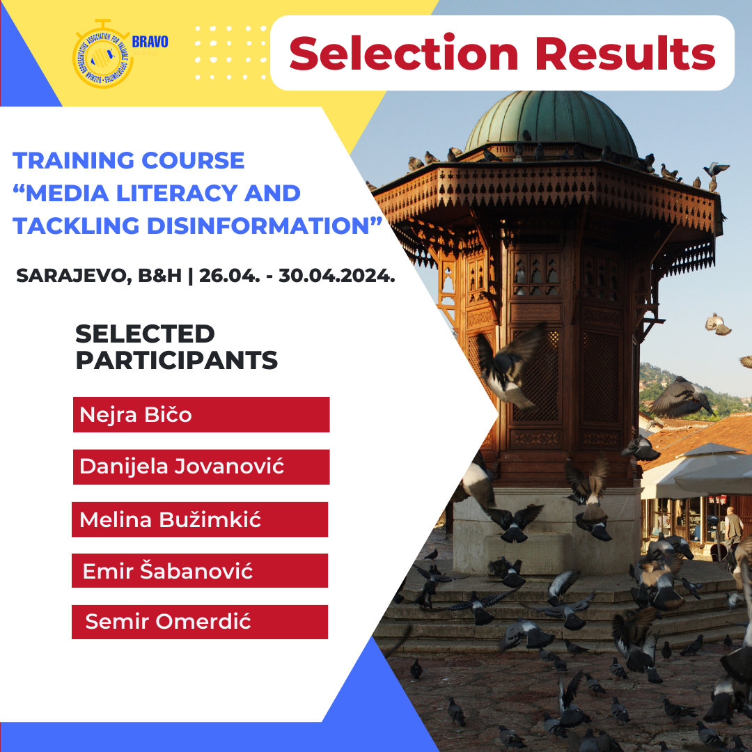 Selection results for Training Course “Media Literacy and Tackling Disinformation“