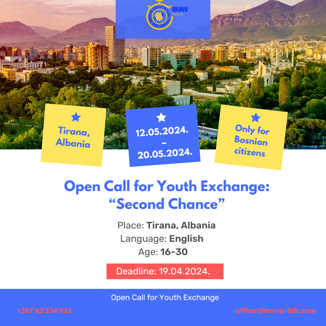 Open Call for 5 Participants for Youth Exchange “Second Chance“ in Albania