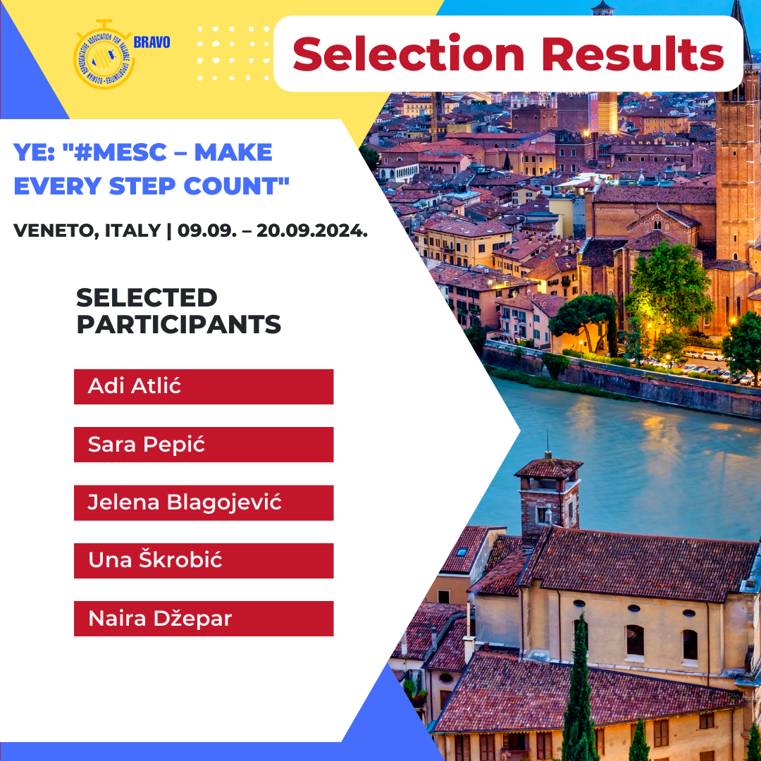 Selection Results for Youth Exchange “#MESC – MAKE EVERY STEP COUNT” in Veneto, Italy