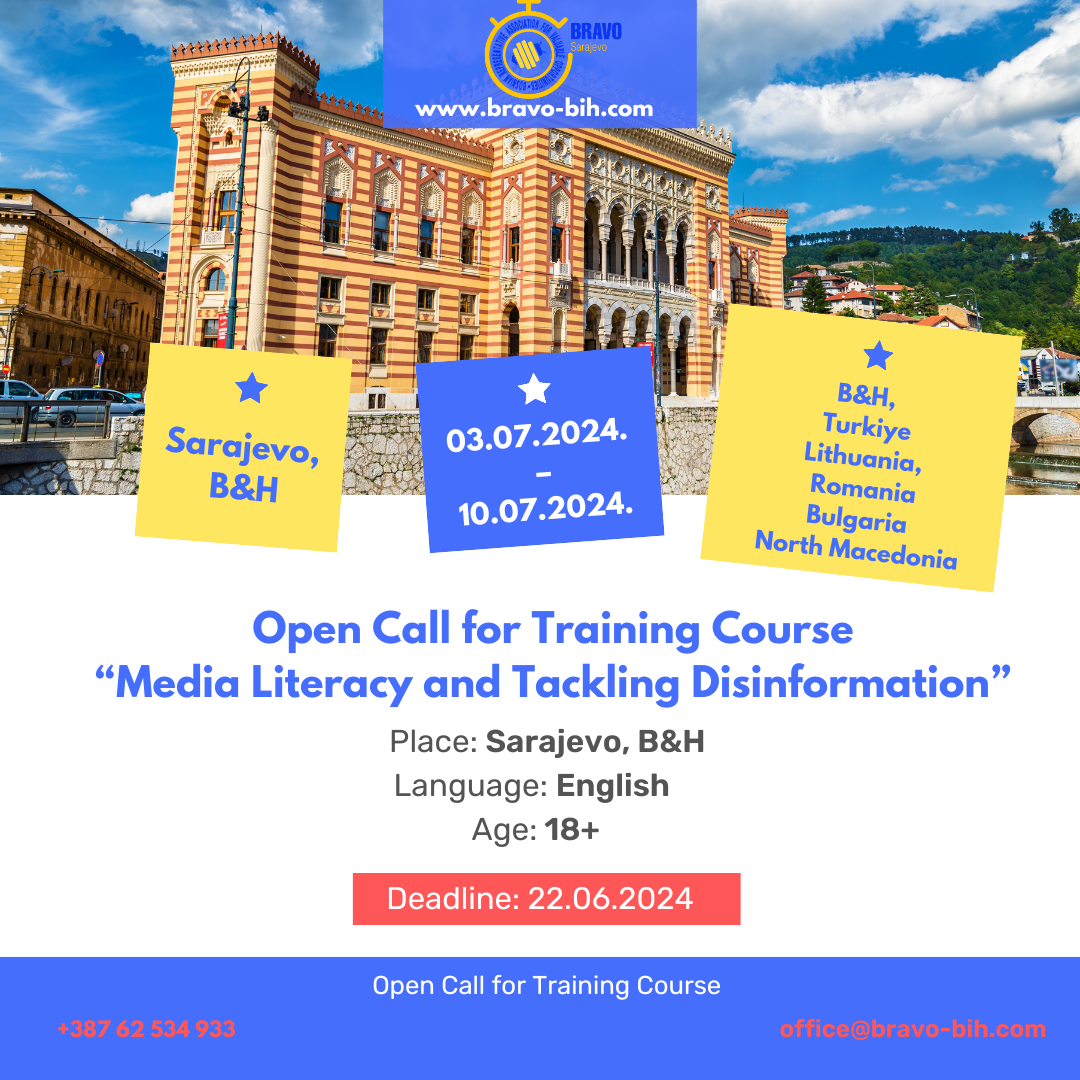 Open call for 20 participants for Training Course in Sarajevo, BiH