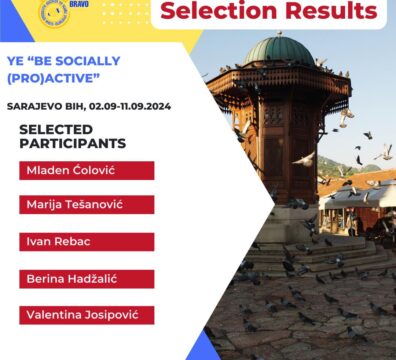 Selection Results for Youth Exchange “BE SOCIALLY (PRO)ACTIVE” in Sarajevo, B&H