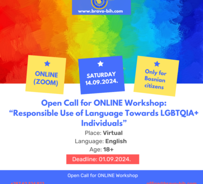 Open call for 45 participants for the Training Course “Responsible Use of Language Towards LGBTQIA+ Individuals” VIRTUAL