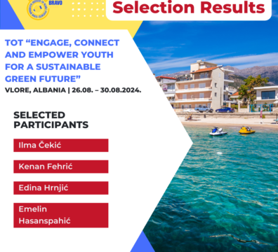 Selection Results for Training of Trainers “ENGAGE, CONNECT AND EMPOWER YOUTH FOR A SUSTAINABLE GREEN FUTURE” in Vlore, Albania