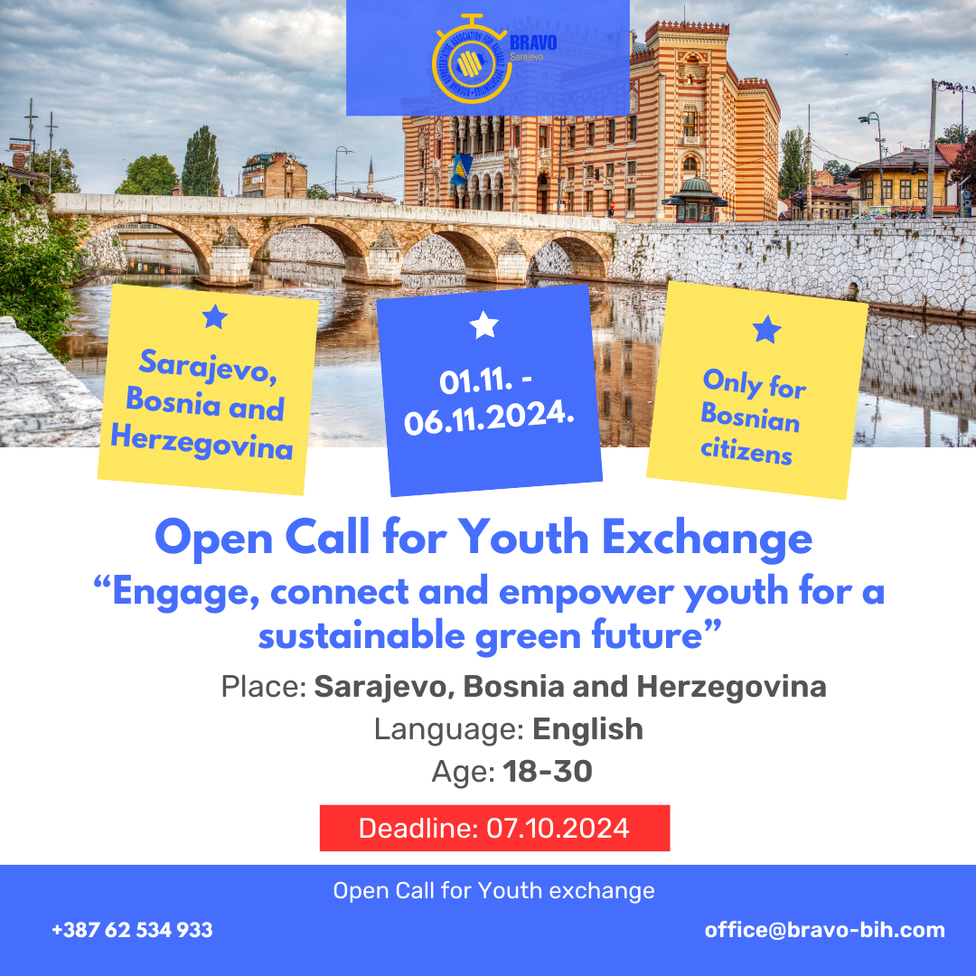 Open call for 5 participants for Youth Exchange in Sarajevo, Bosnia and Herzegovina