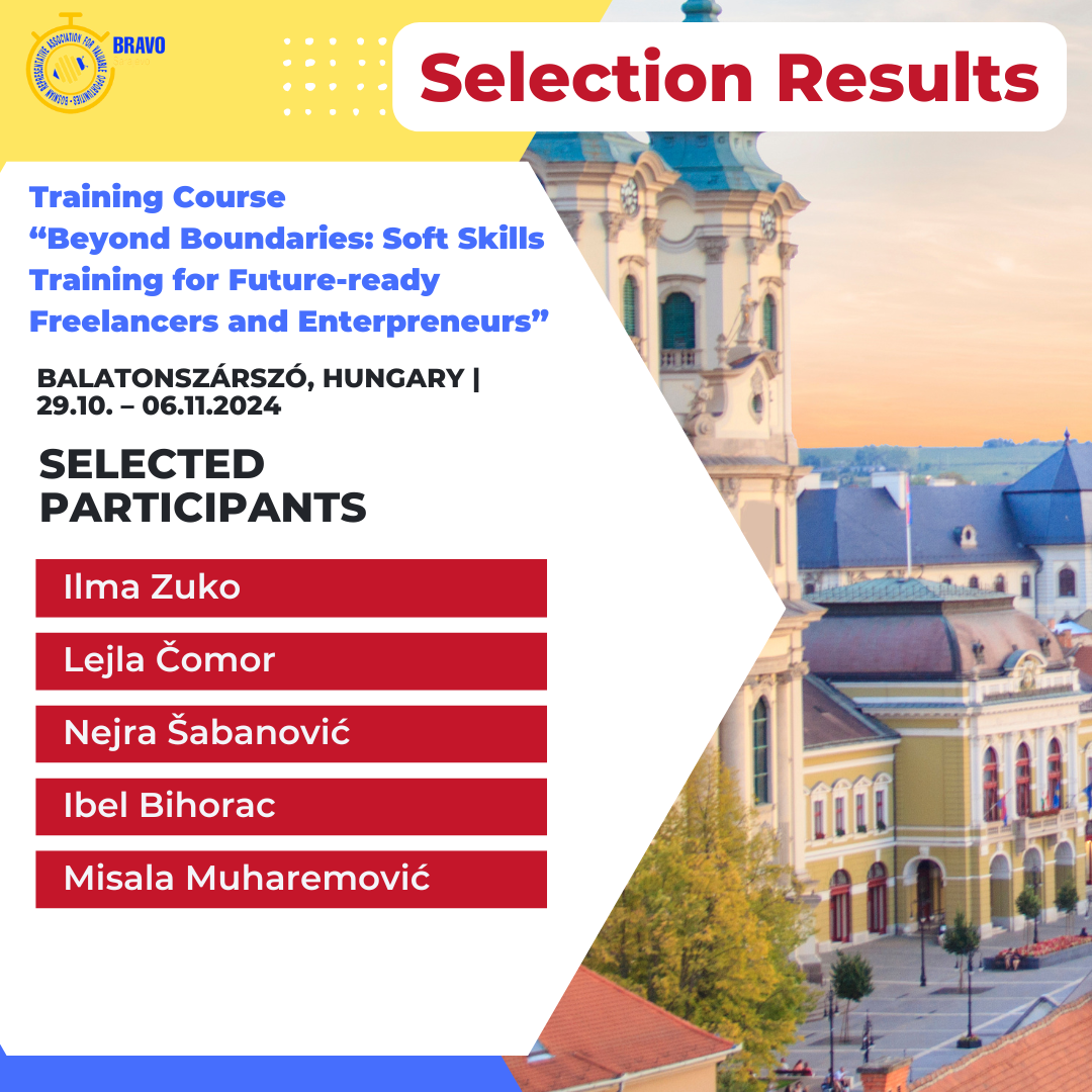 Selection results for: Training Course “Beyond Boundaries: Soft Skills Training for Future-Ready Freelancers and Entrepreneurs“