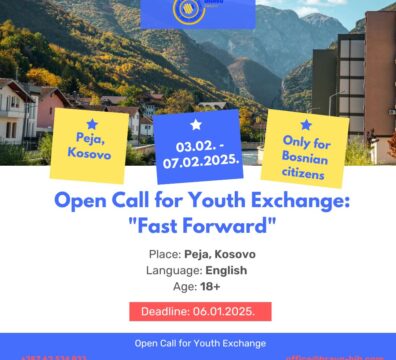 Open Call for Youth Exchange “Fast Forward” in Peja, Kosovo