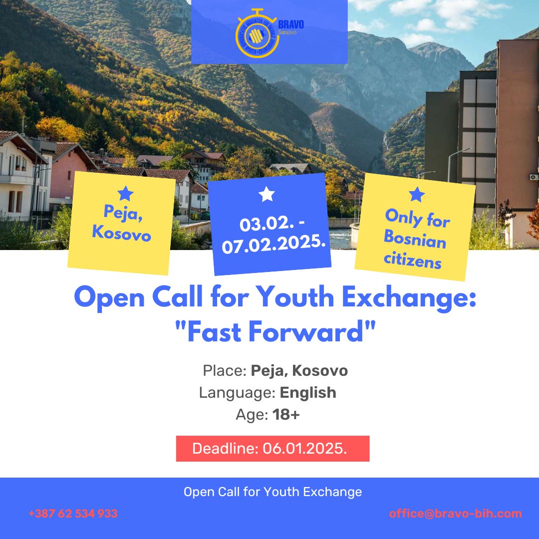 Open Call for Youth Exchange “Fast Forward” in Peja, Kosovo