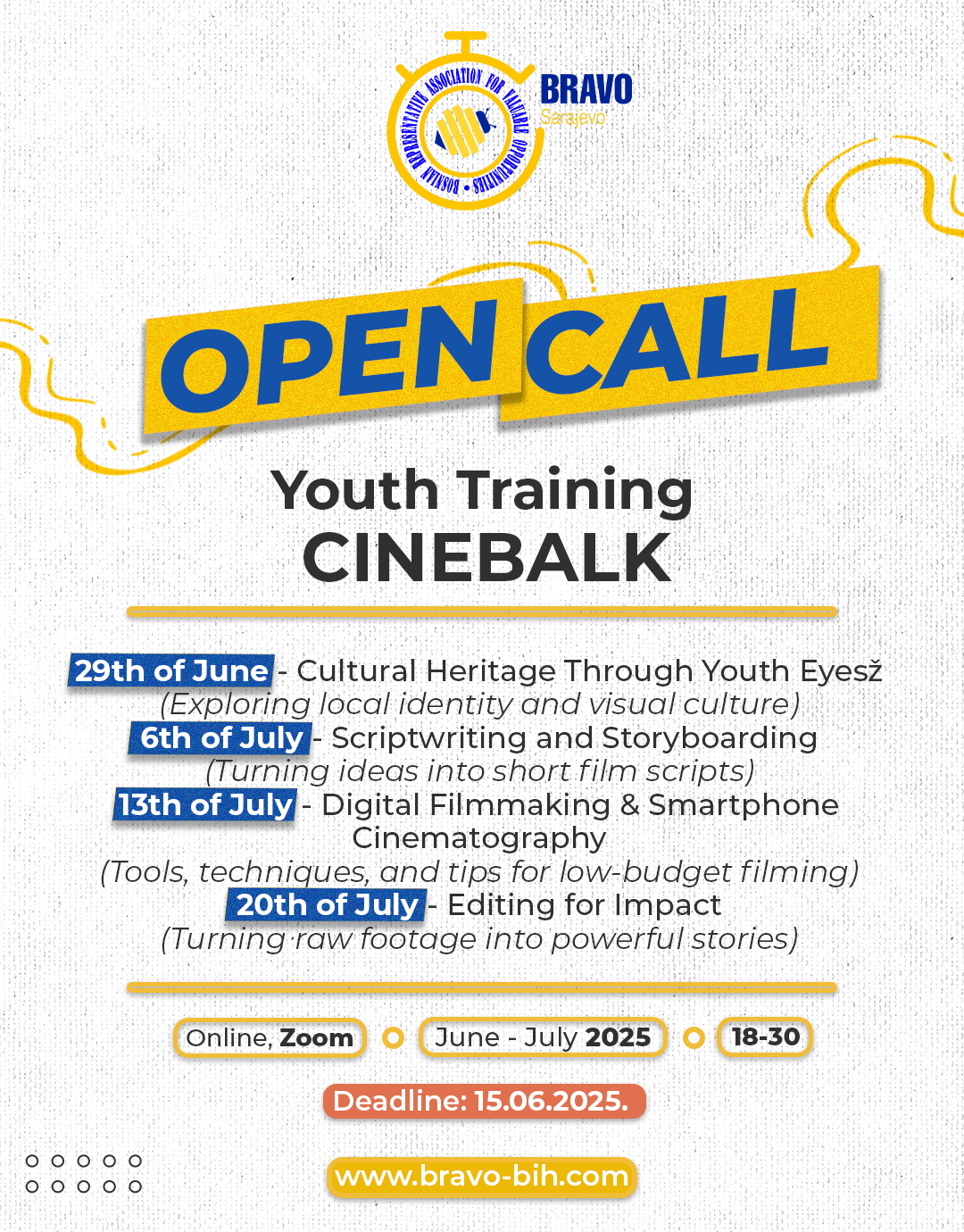 Open Call for Youth Training “CINEBALK”