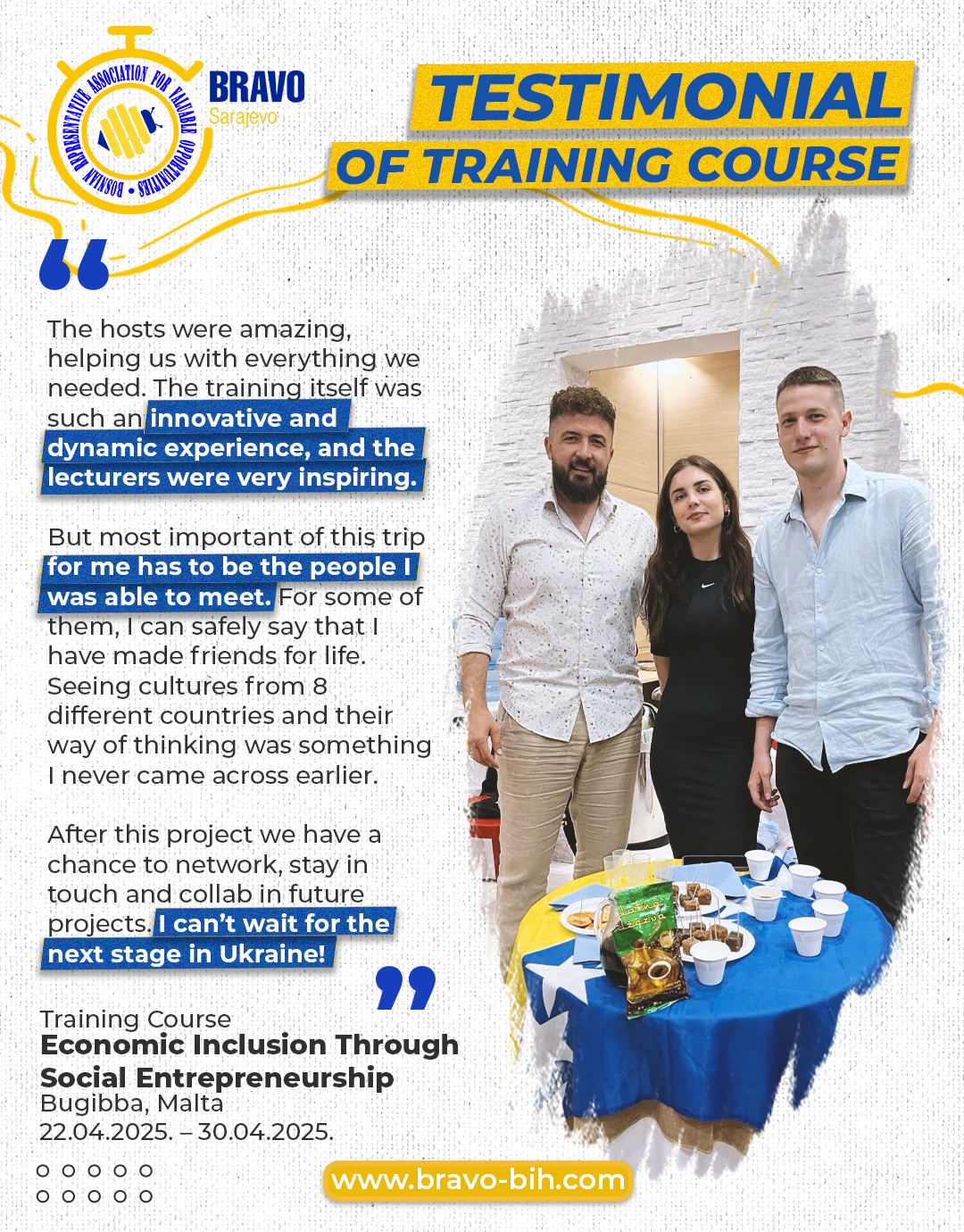 Testimonials of Training Course “Economic Inclusion Through Social Entrepreneurship”