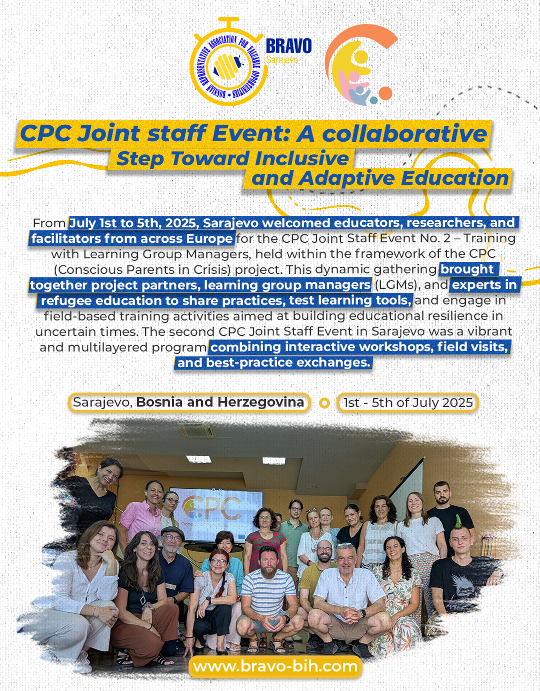 CPC Joint Staff Event No. 2 Held in Sarajevo: A Collaborative Step Toward Inclusive and Adaptive Education
