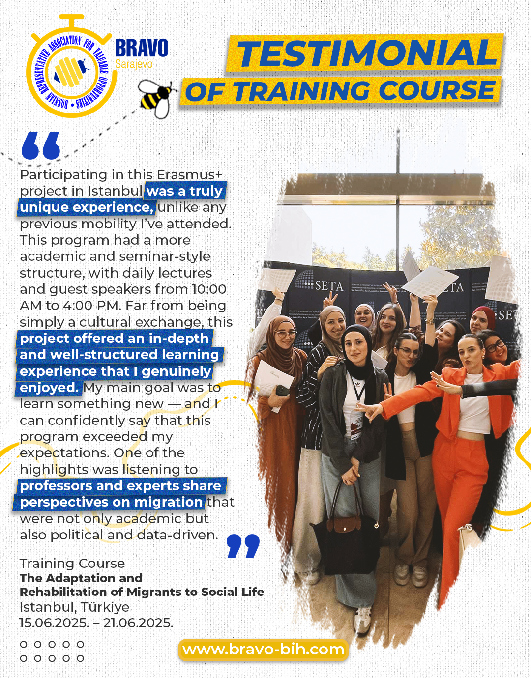 Testimonials of Training Course “The Adaptation and Rehabilitation of Migrants to Social Life”