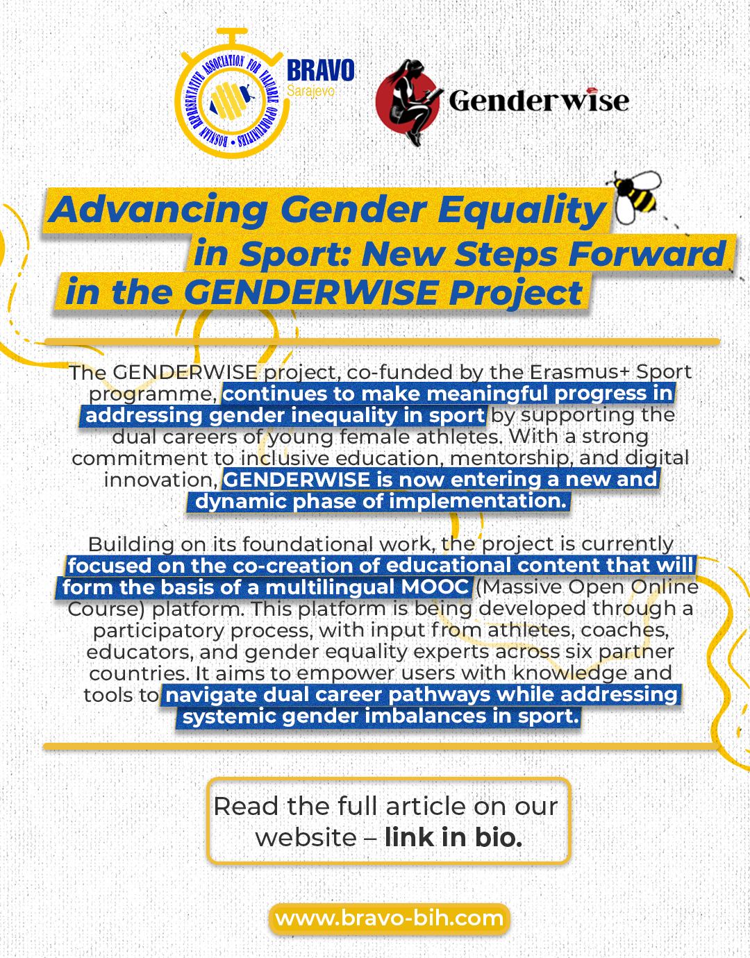 Advancing Gender Equality in Sport: New Steps Forward in the GENDERWISE Project