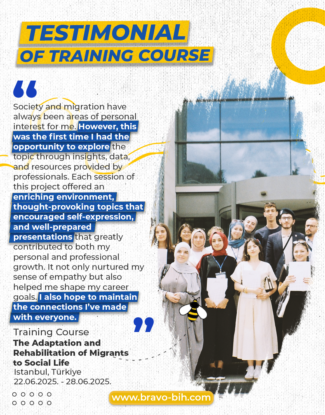 Testimonials of Training Course “The Adaptation and Rehabilitation of Migrants to Social Life” II