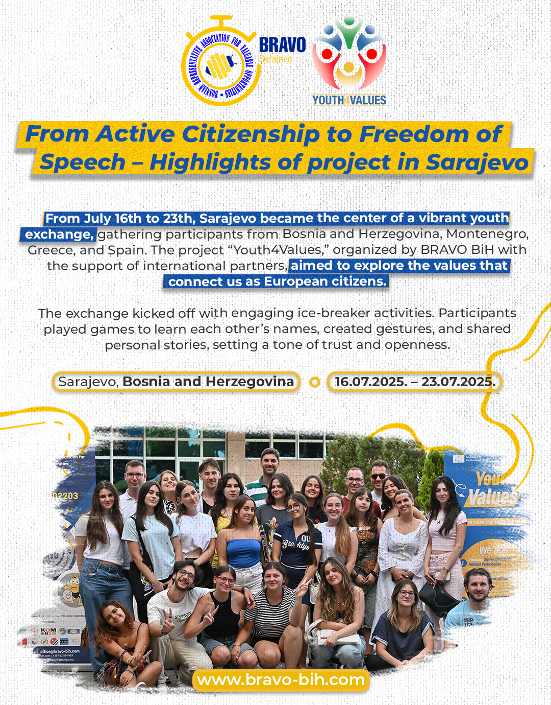 Youth Exchange “Youth4Values” in Sarajevo