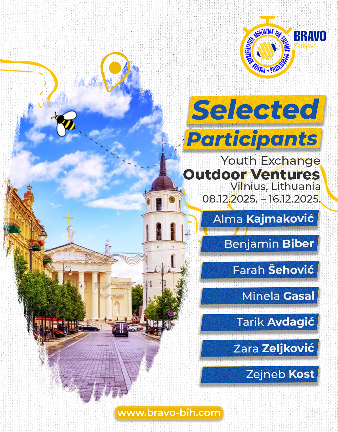 Selected Participants for the Youth Exchange “Outdoor Ventures” in Vilnius, Lithuania
