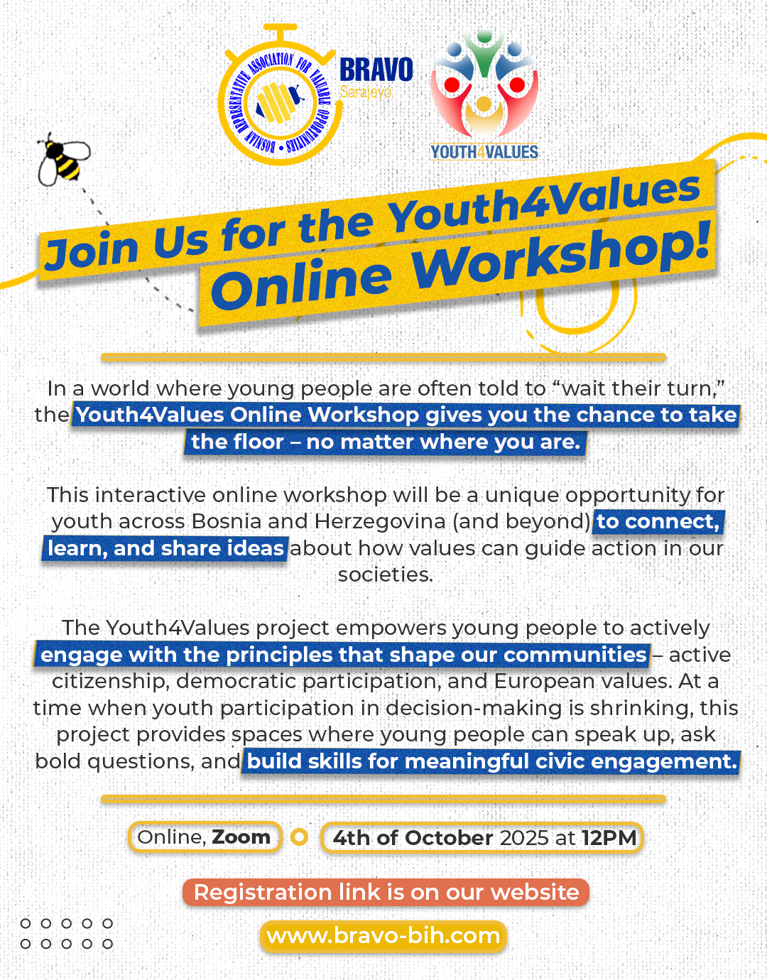 Open Call for “Youth4Values” Online Workshop