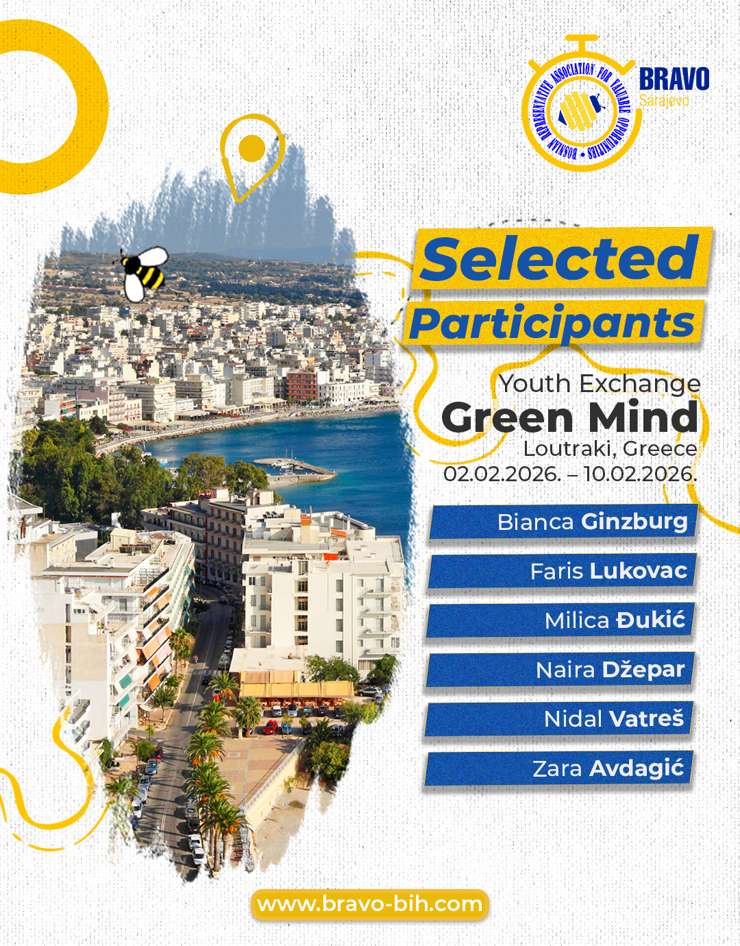 Selected Participants for the Youth Exchange “Green Mind” in Loutraki, Greece