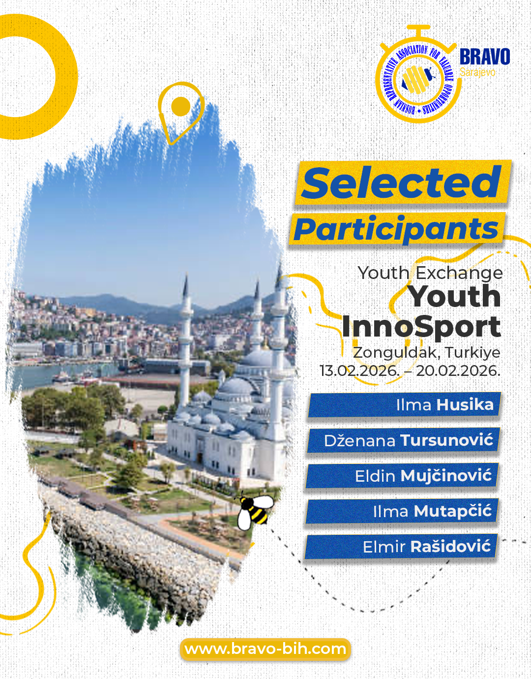 Selected Participants for the  Youth Exchange “YouthInnoSport” in Zonguldak, Turkiye