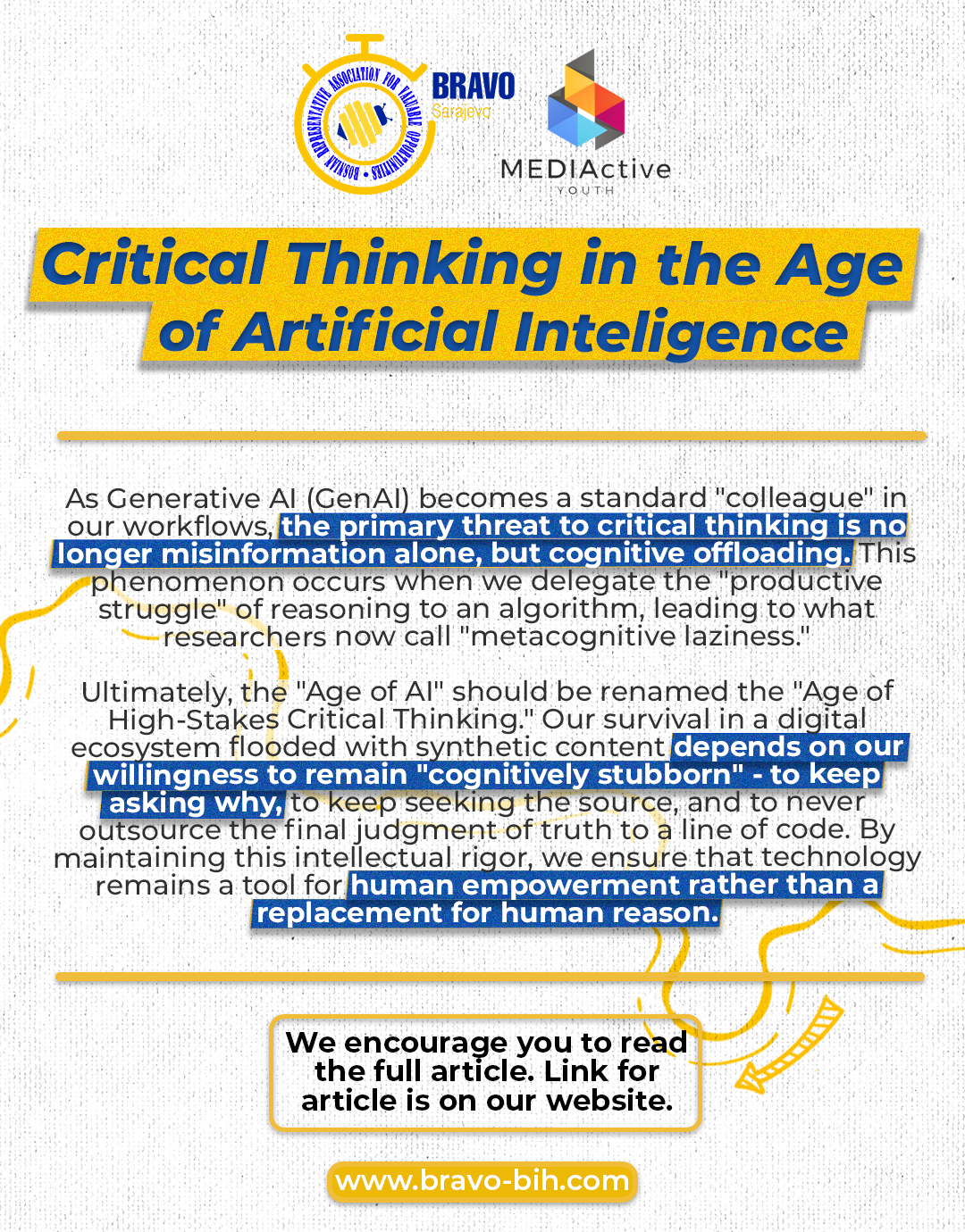 Critical Thinking in the Age of Artificial Inteligence - BRAVO BiH