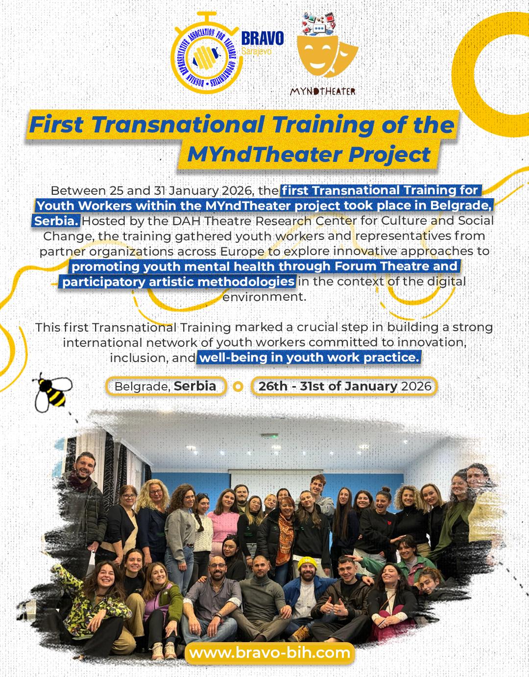 First Transnational Training of the MYndTheater Project Successfully Held in Belgrade