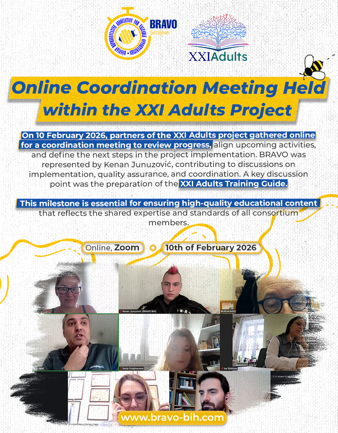 Online Coordination Meeting Held within the XXI Adults Project