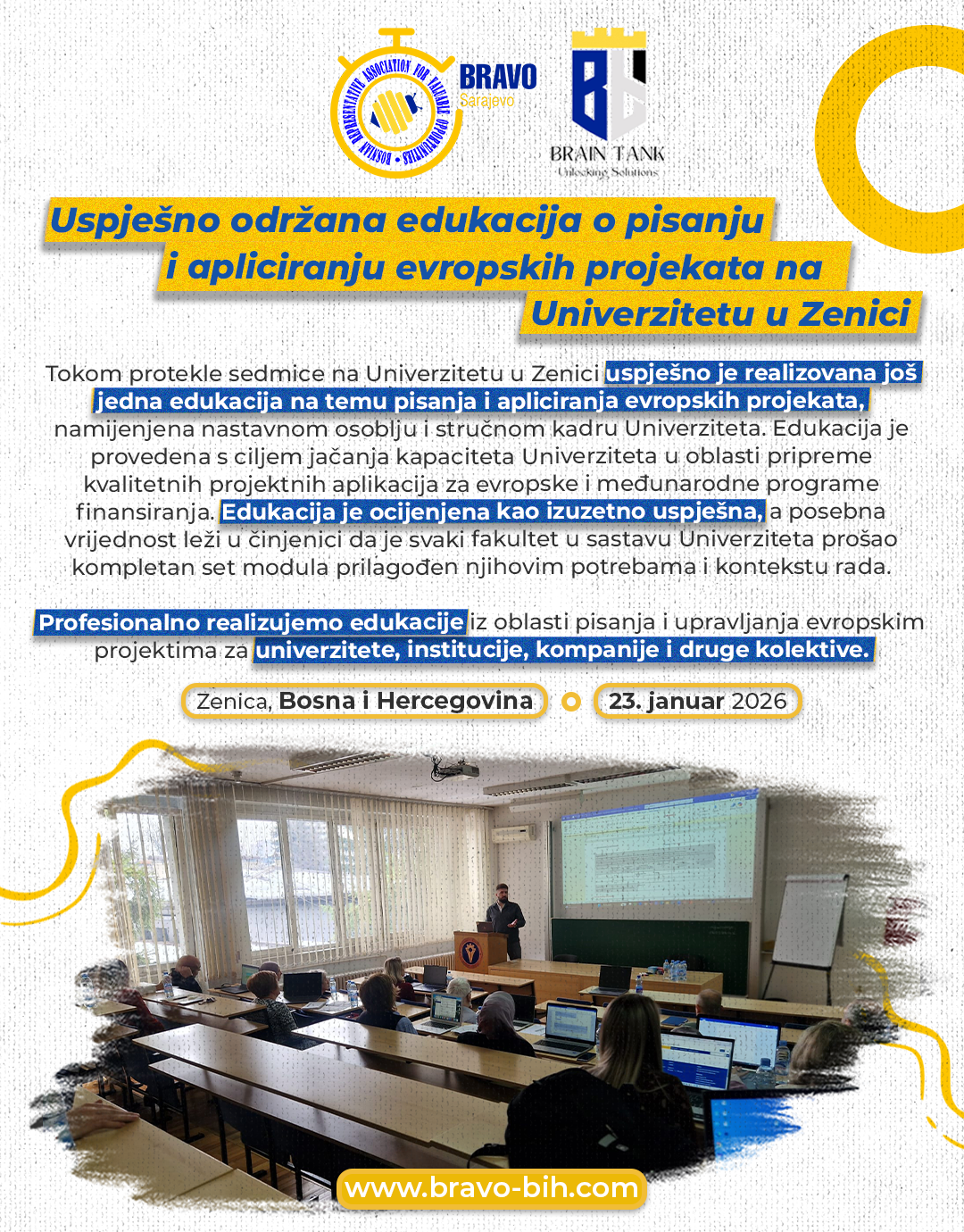 European Project Training Successfully Delivered at University of Zenica