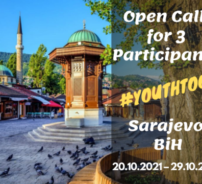 Open Call for 3 Participants from Bosnia and Herzegovina for Training Course #YOUTHTOO in Sarajevo, BiH