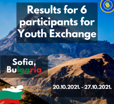 Results for 6 Participants for Youth Exchange “You And The Mount”, Sofia, Bulgaria